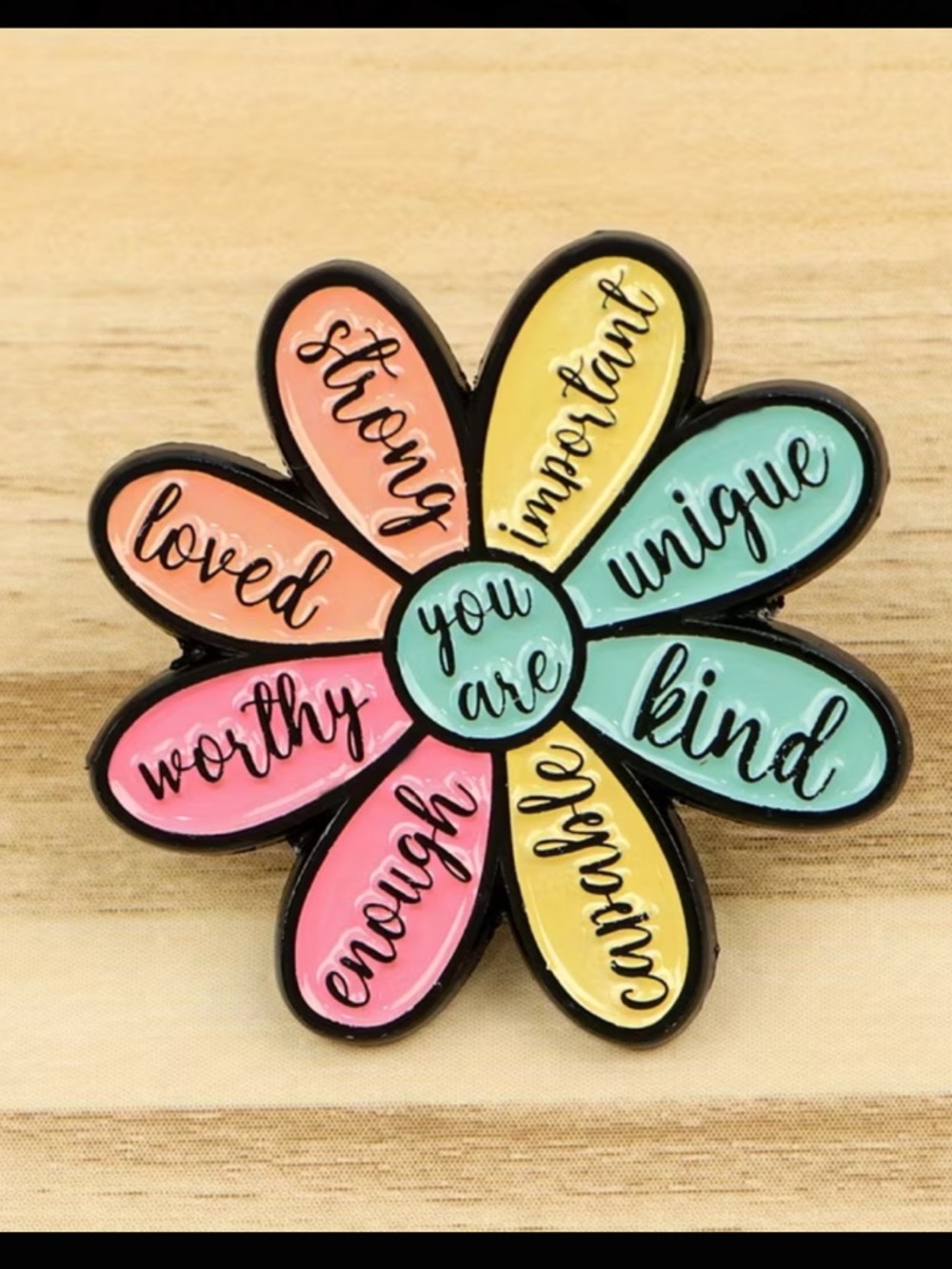 YOU ARE Inspirational Multicolor Flower Pin - with Positive Affirmation Card - Picture 4 of 6